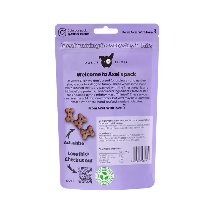 Axel's Elixir | Broth Bites Beefy Buffalo with Carrot & Potato 100g