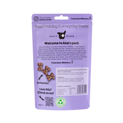Axel's Elixir | Broth Bites Beefy Buffalo with Carrot & Potato 100g