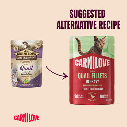Carnilove | NEW Gravy Pouch Rich in Quail with Dandelion for Cats 85g
